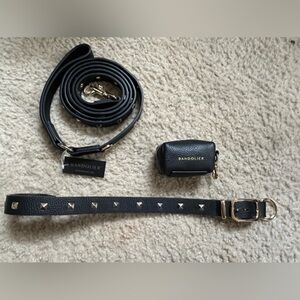 BANDOLIER DOG LEASH/BAG HOLDER-GENUINE LEATHER